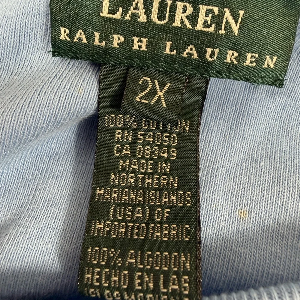 Ralph Lauren baby blue long sleeve ribbed textured top size 2X